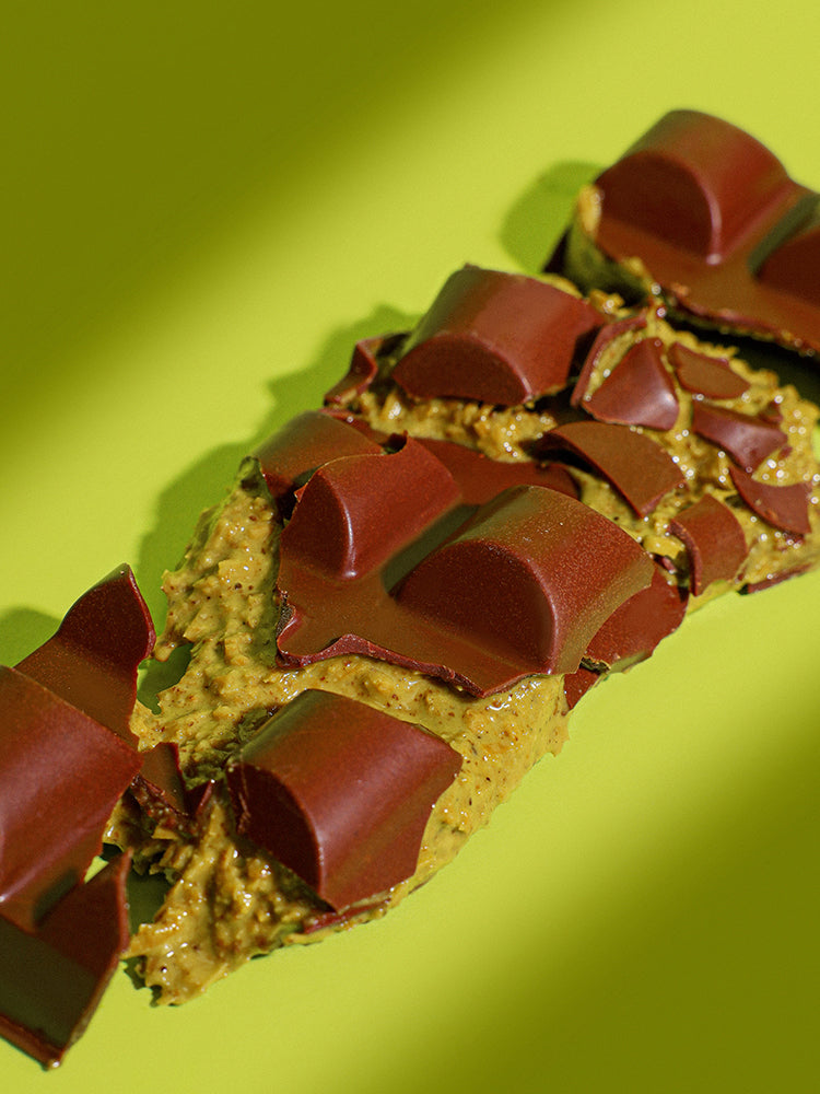 Chocolate-covered pistachio bar