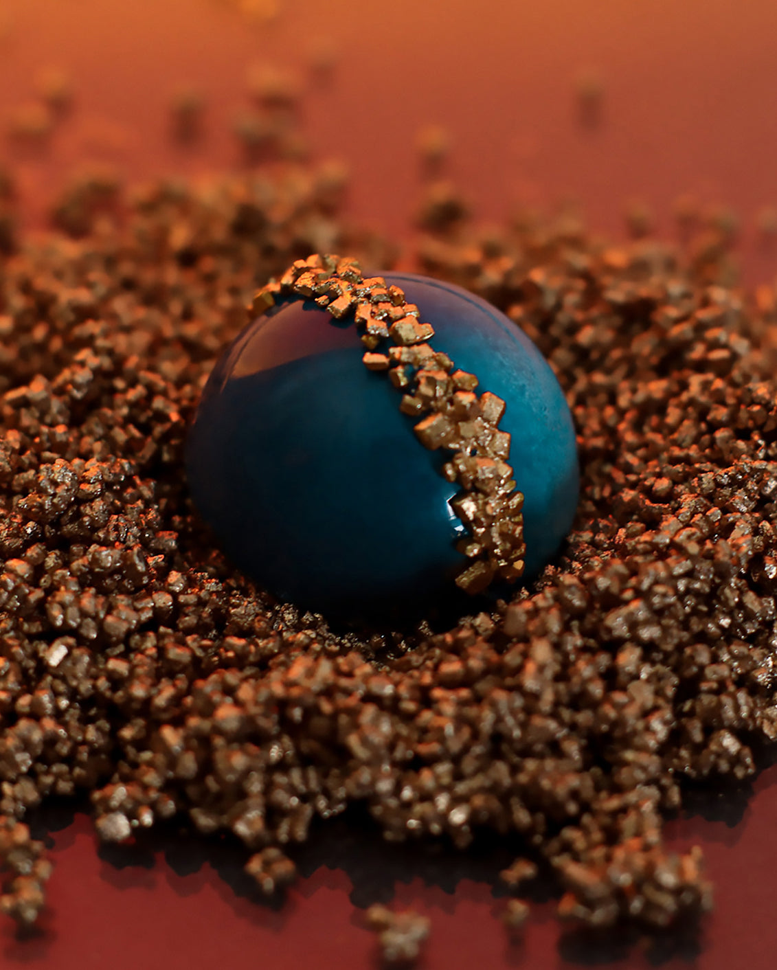 Close up of Premium Chocolate Bonbons decorated with gold leaf
