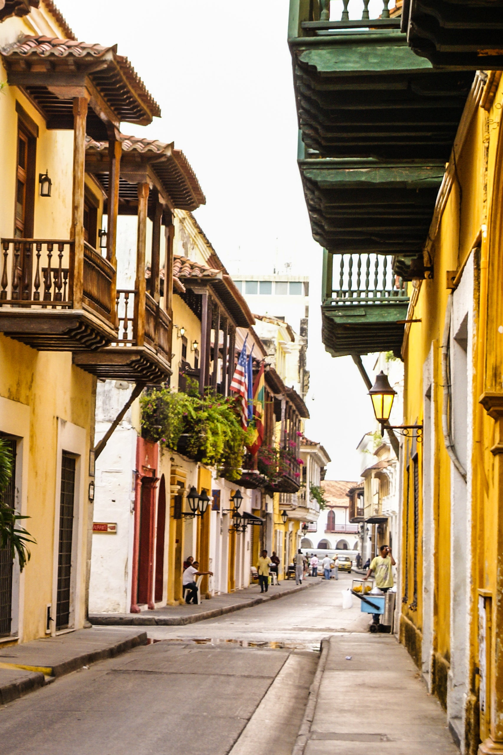 A Colonial street in Cartagena Colombia a historically significant place for Chocolate