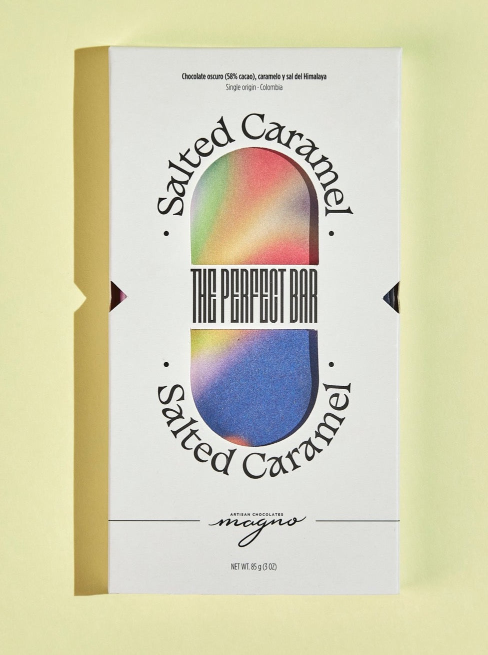 Dark chocolate and salted caramel bar by Magno chocolates USA